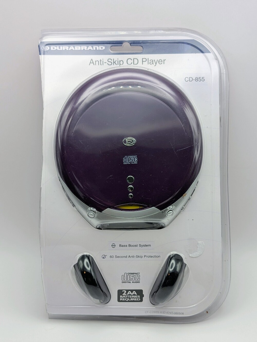 Durabrand CD-855 Portable CD Player Purple Tested Works Discman Y2K w/Headphones